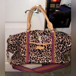 Consuela Leopard Print Travel Duffel with Tan and Multicolor Accents